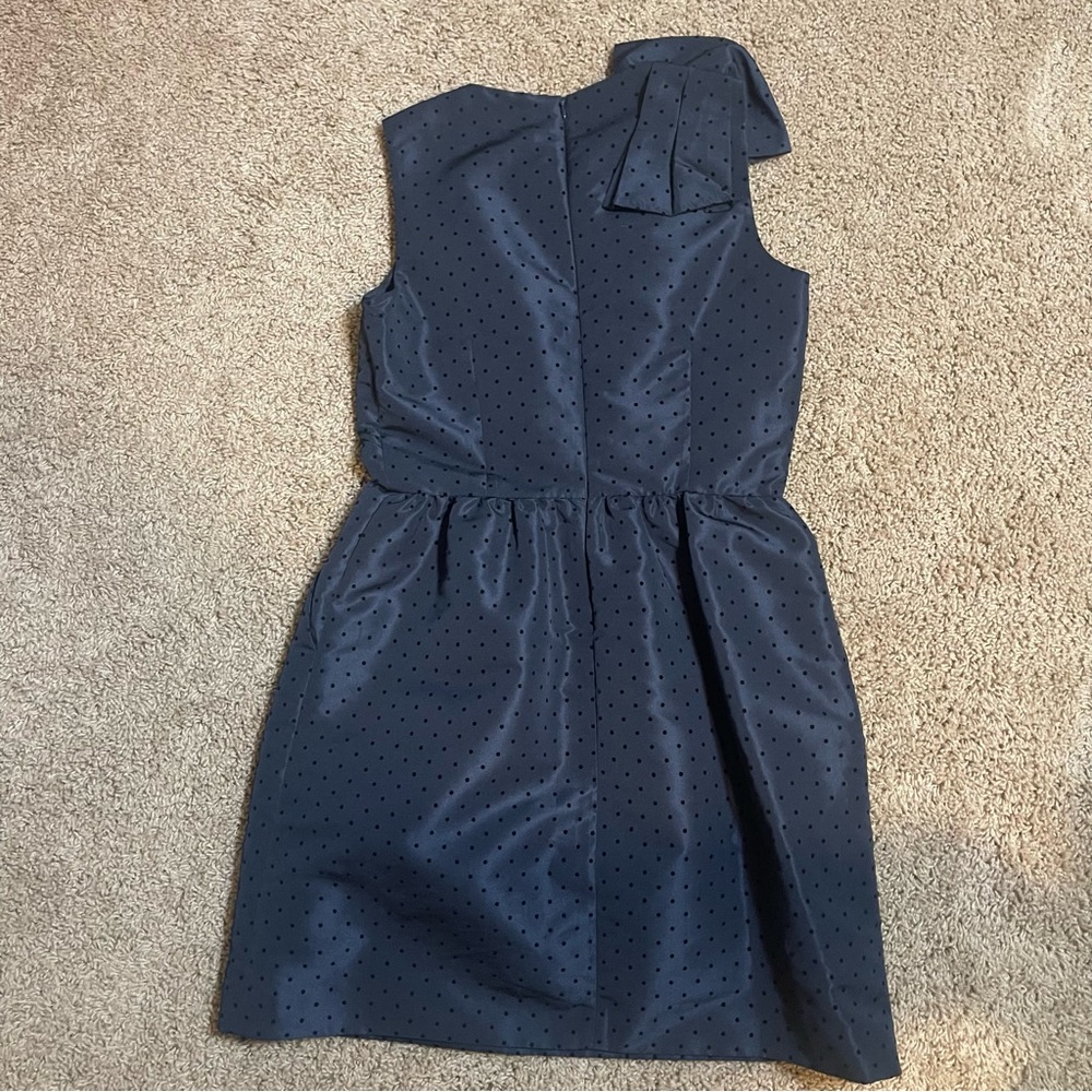 Red Valentino Deep Midnight Blue Polka Dot Pattern Dress with bow accents - Picture 9 of 11